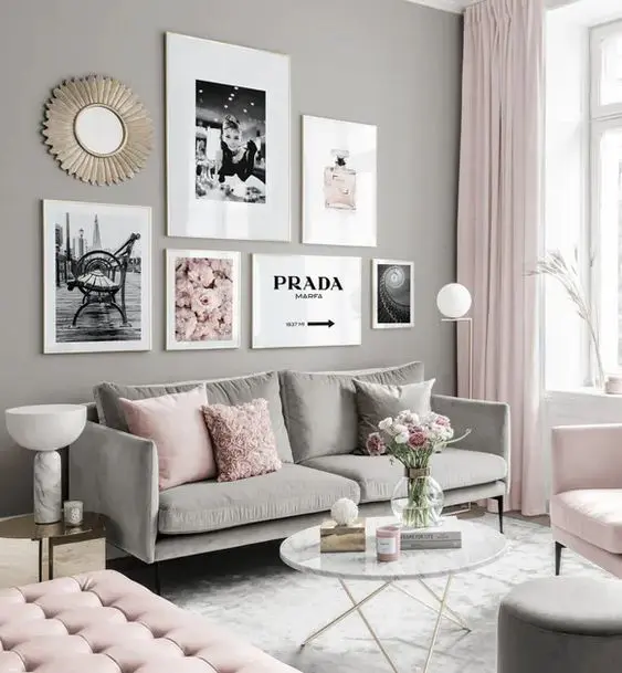 Pink and light gray