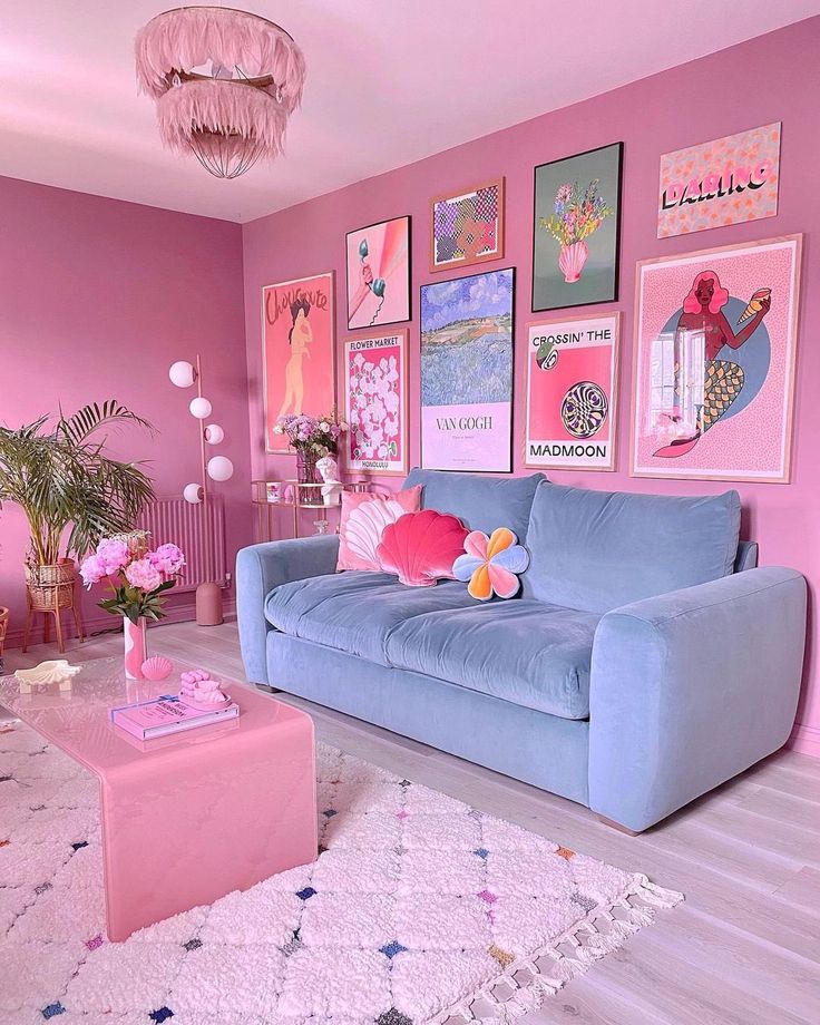 Pink and Blue Living room