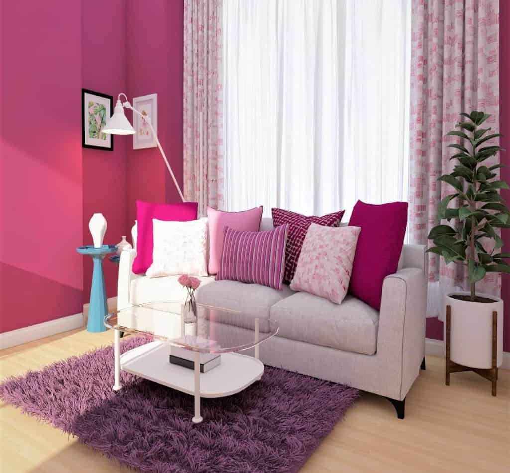 pink and lavender living room