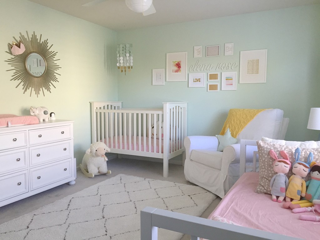 pink and mint green room for kids