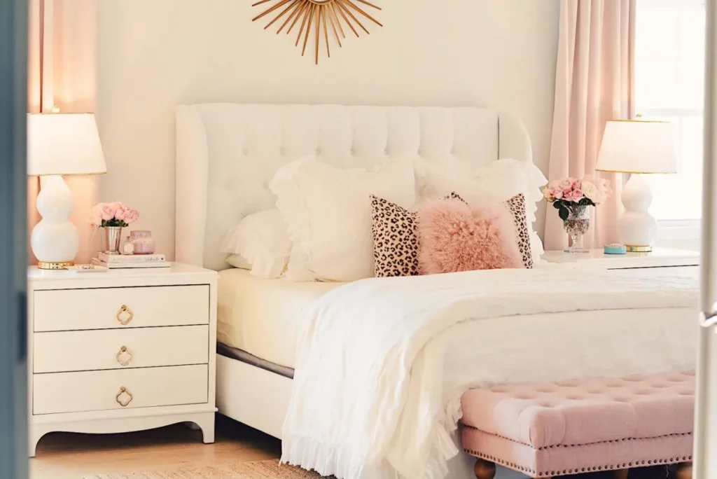 Pink and White bedroom 