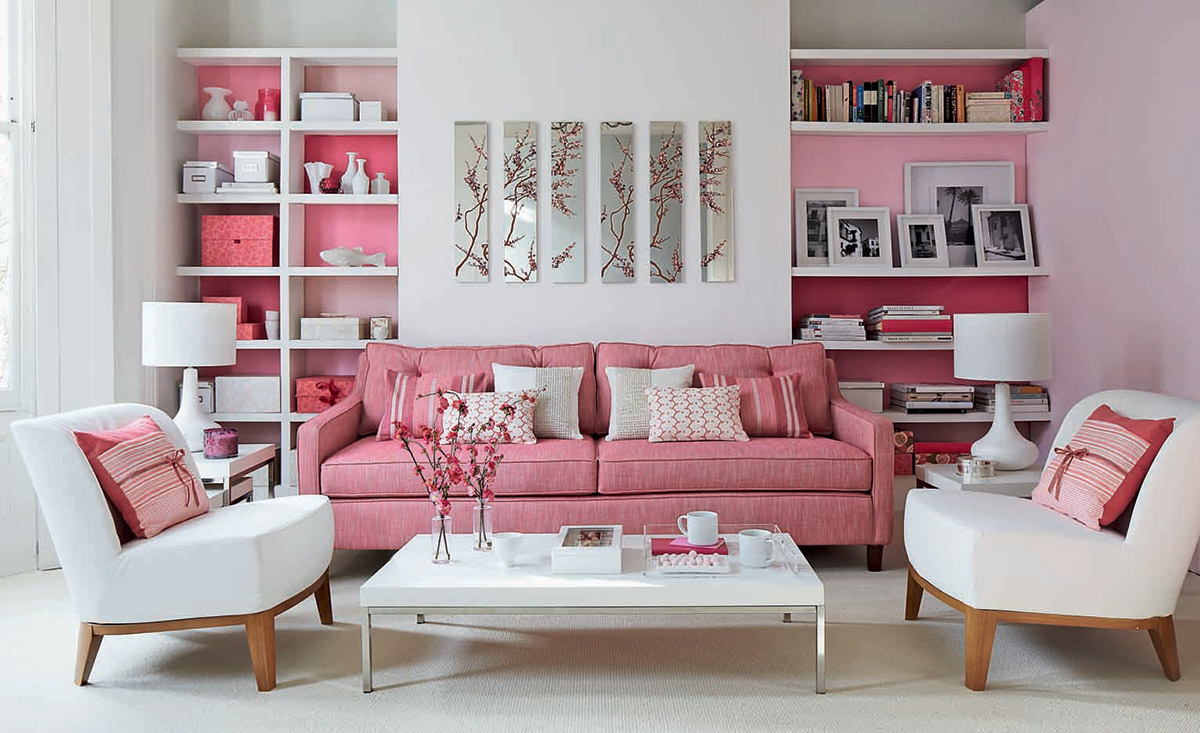 Pink and White living room home decor