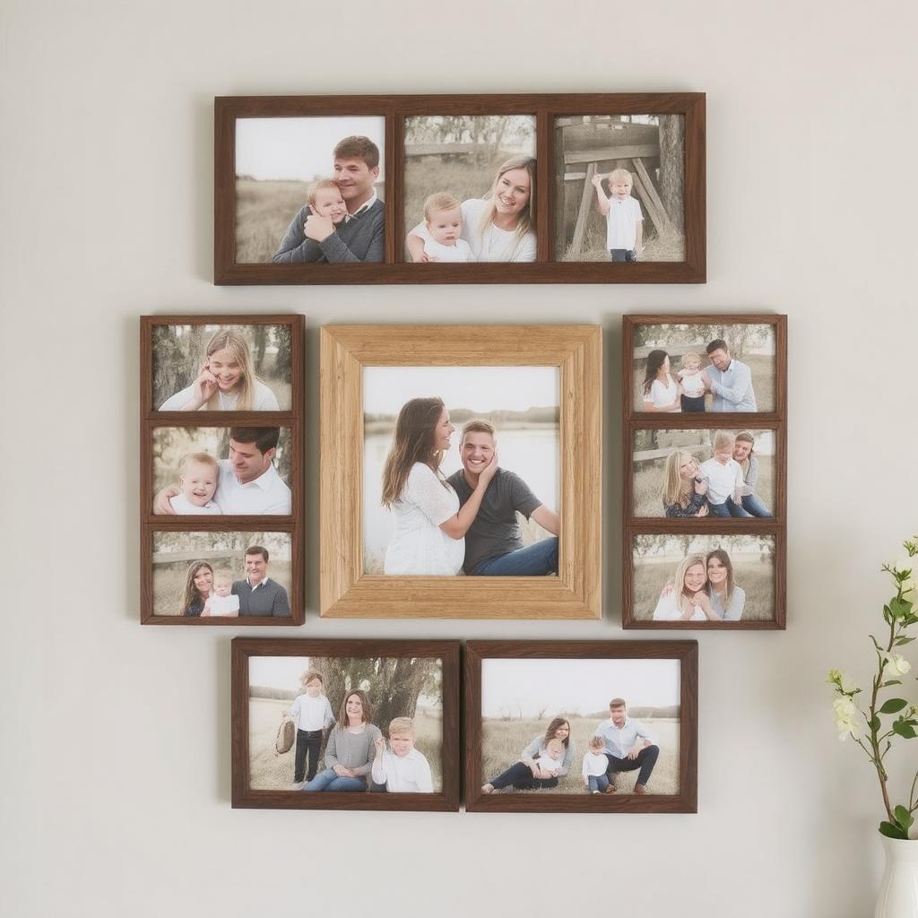 Family photo collage for a personalized farmhouse wall decor.