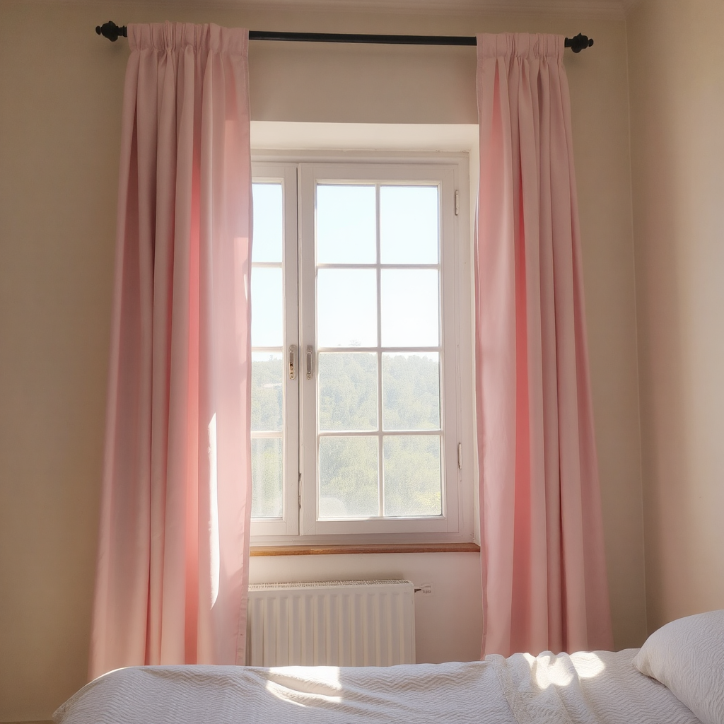 pastel pink curtains with white wall