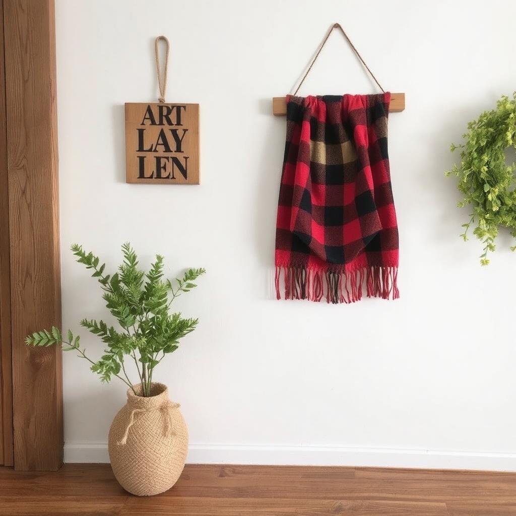 Plaid wall hanging for farmhouse wall decor