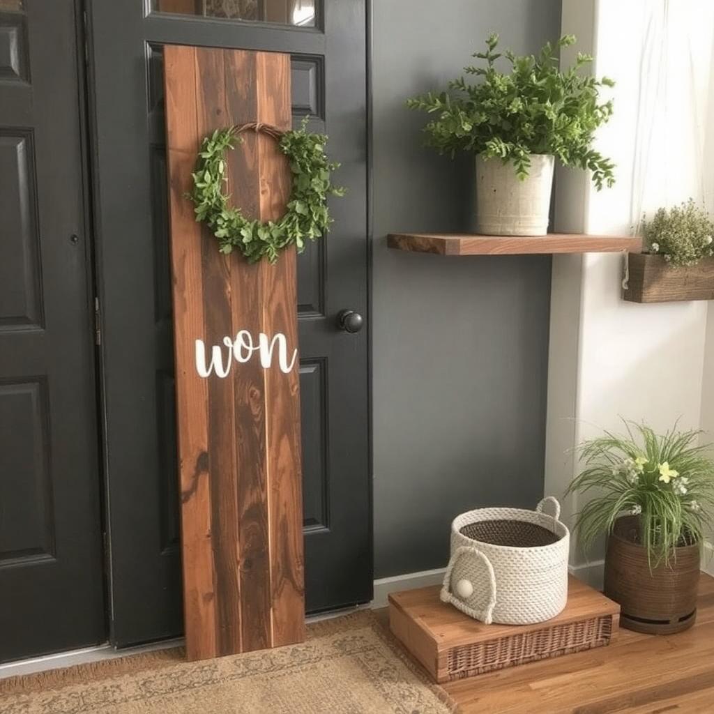 DIY reclaimed wood sign for farmhouse entryway