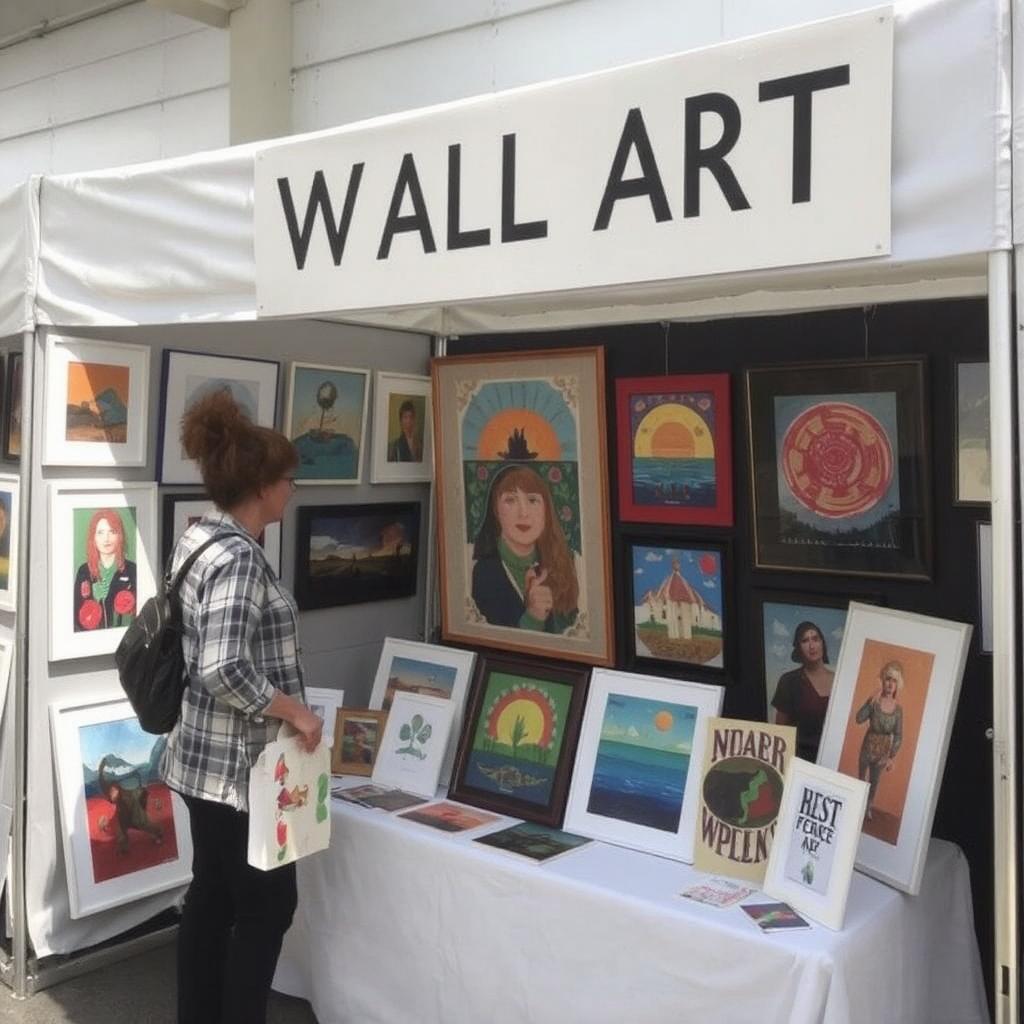 Affordable Wall Art fair booth showcasing original budget-friendly artwork—supporting local artists.