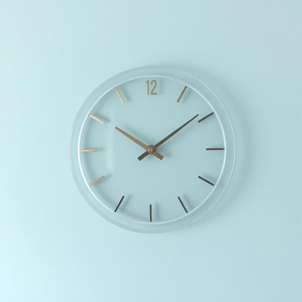 apartment wall clock decor, A clear acrylic wall clock with minimalistic design, 