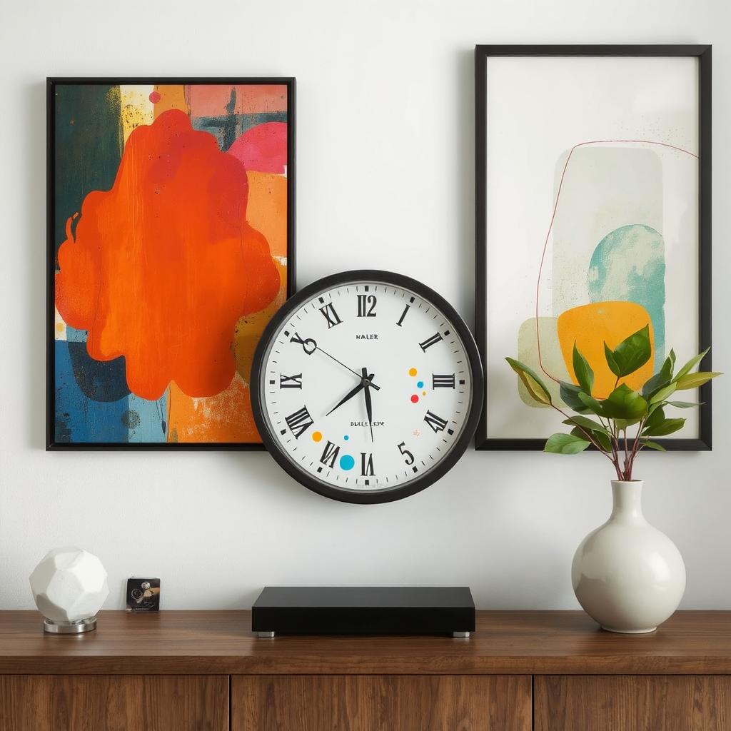 small wall clock decor ideas -A-clock-with-a-colorful-abstract-face 