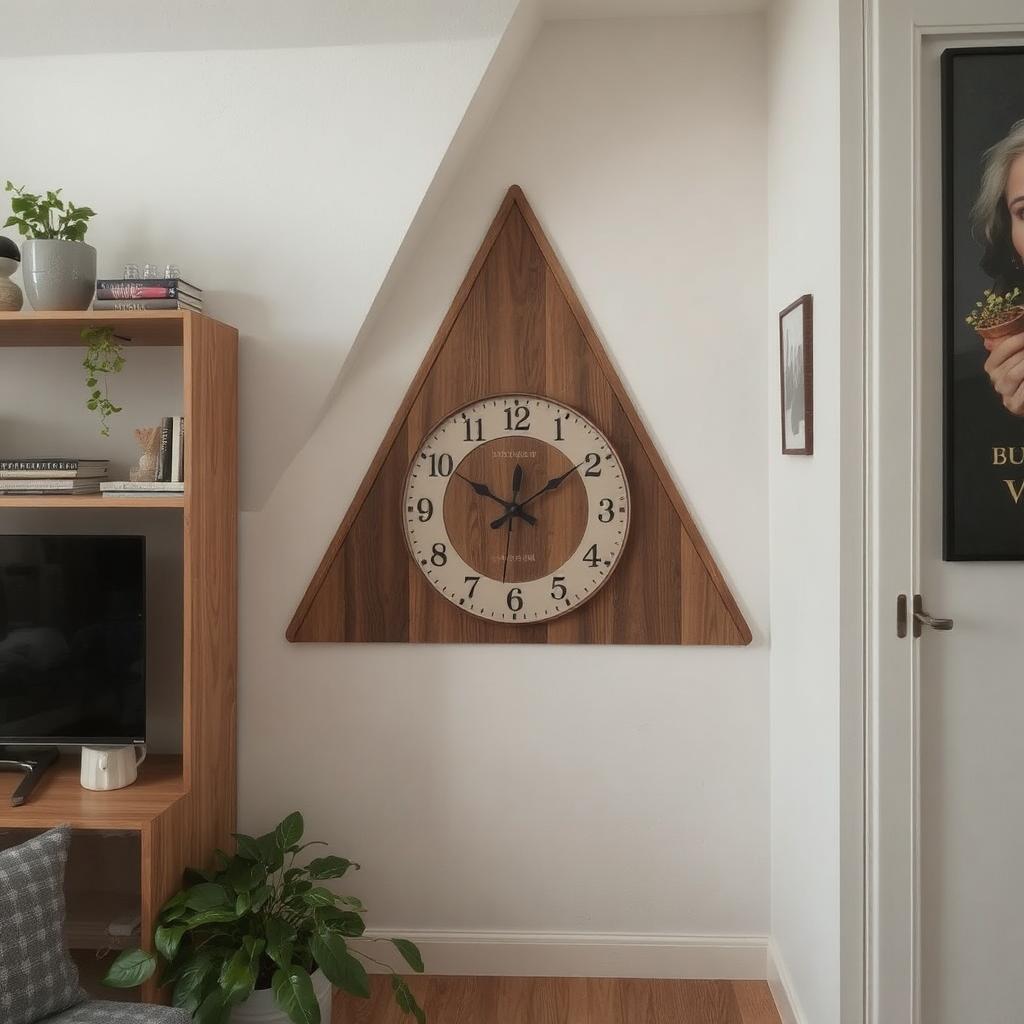 wall clock decor for small spaces clock-design-nestled-in-the-corner-of-a-small-apartment