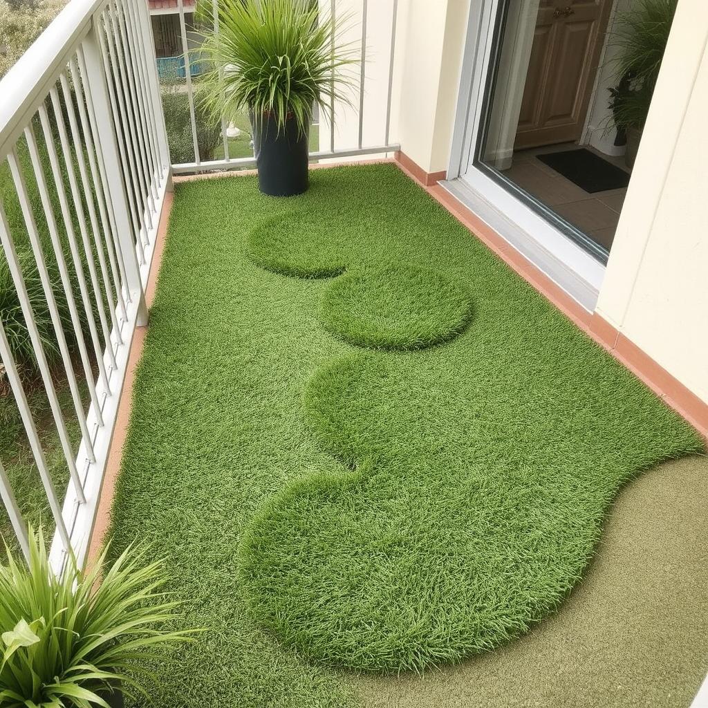 Artificial-grass-arranged-in-a-pattern-or-path-on-the-balcony-creating-a-fun-and-unique-design