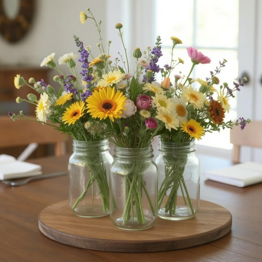 mason jar centerpiece for small dining table