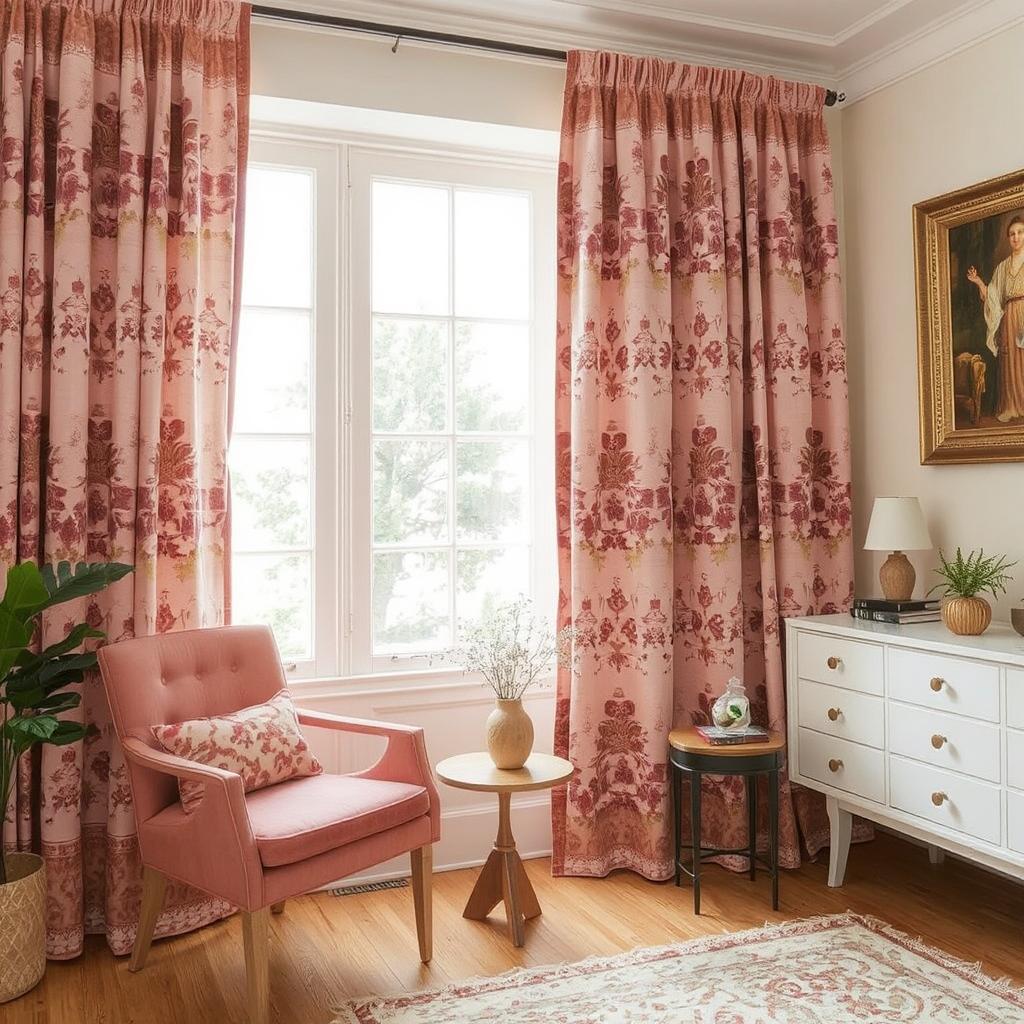 A traditional home with rich, embroidered cotton curtains 