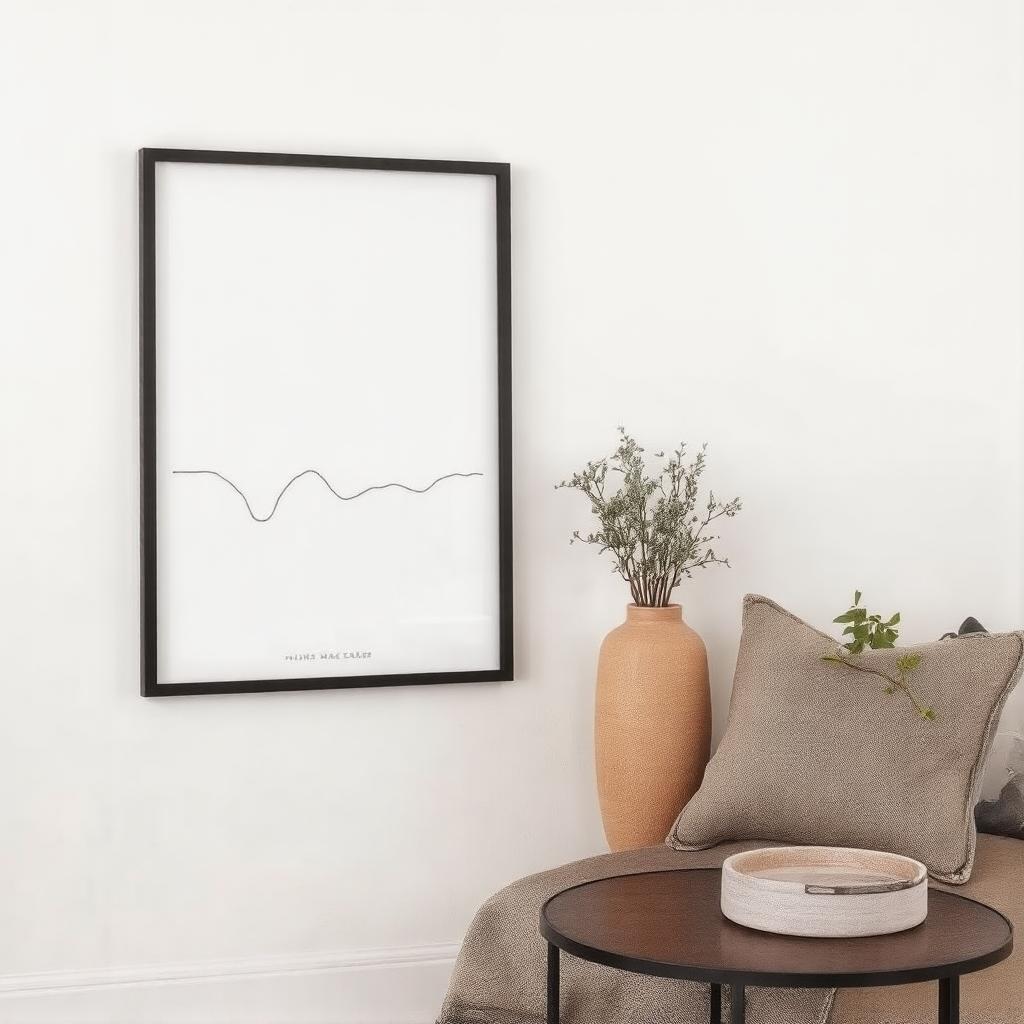 DIY minimalist line art framed in black for clean wall decor