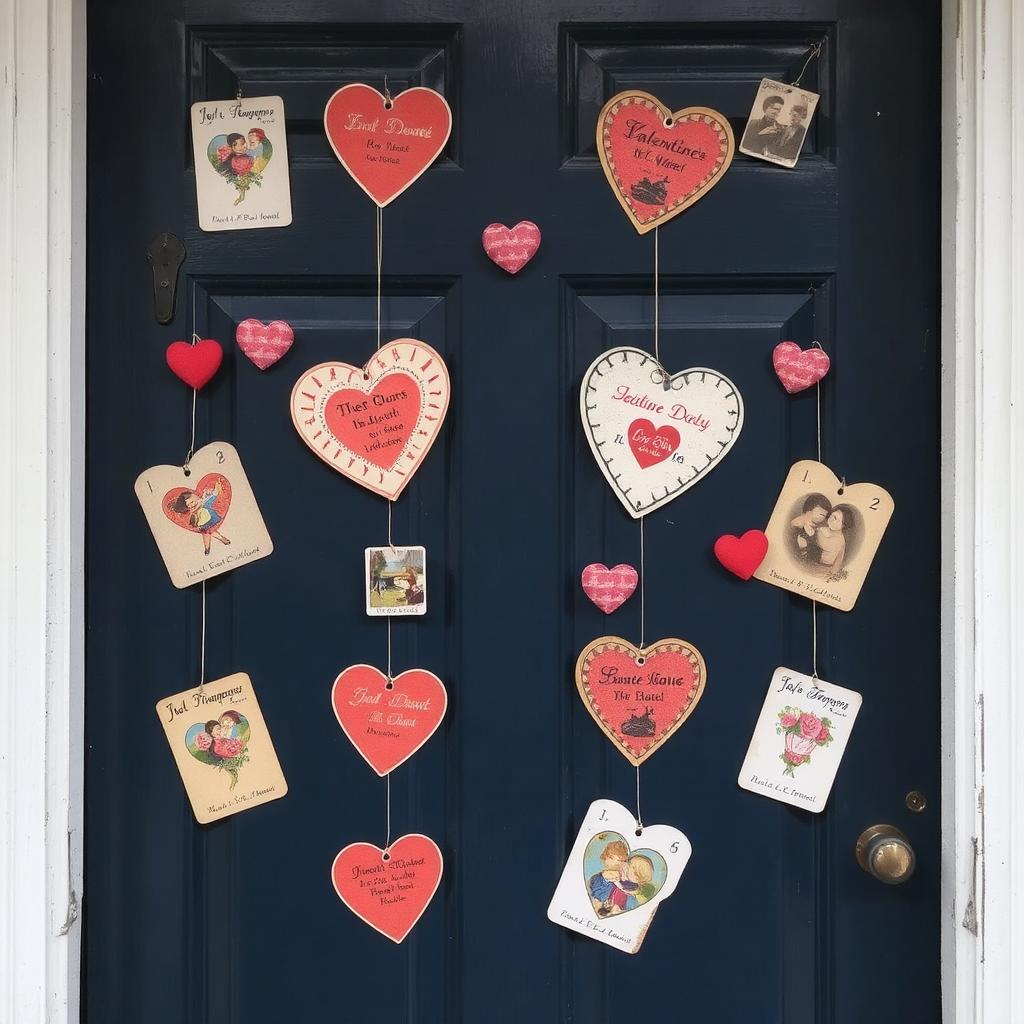 valentines day door decor with cards