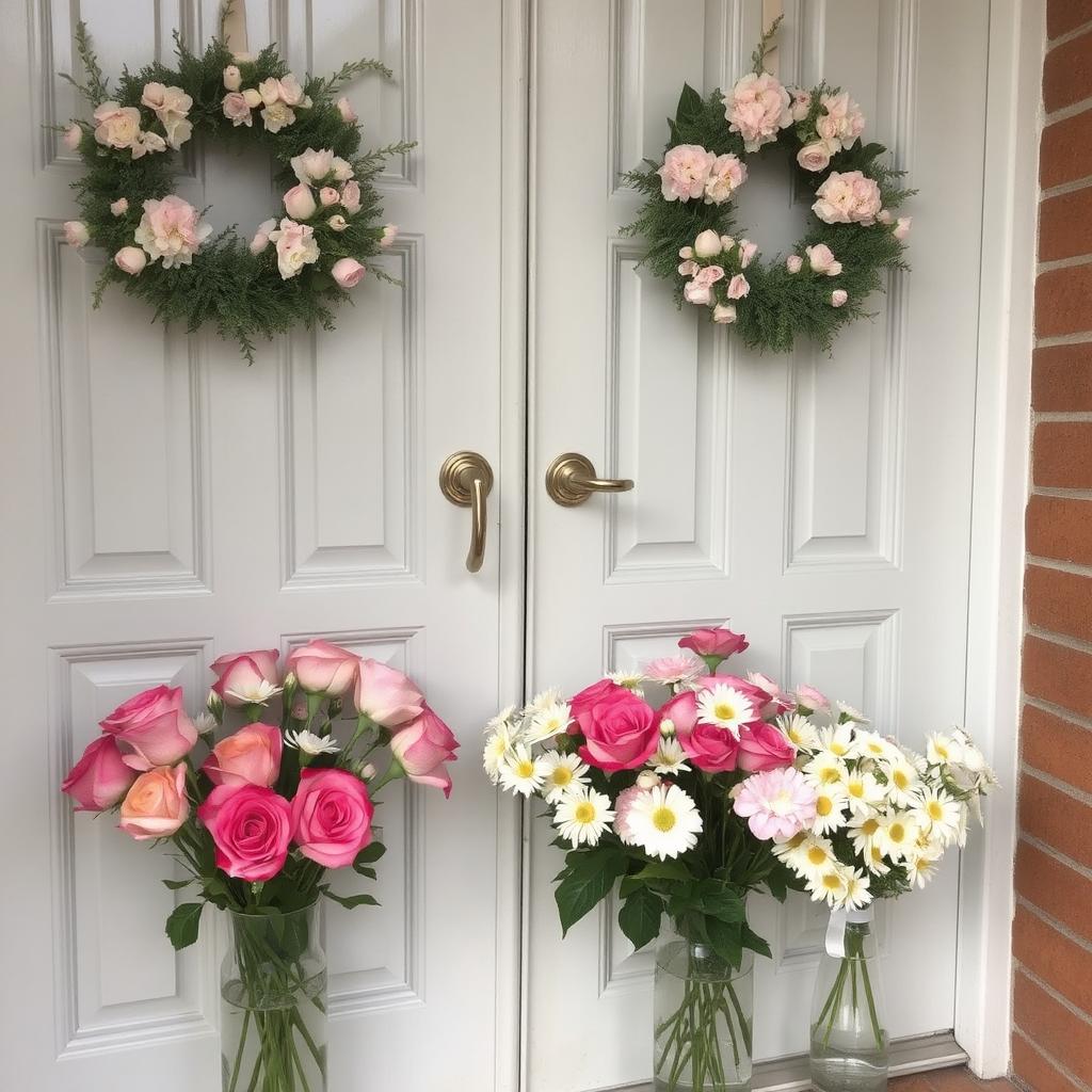 Valentines day Door Decor with flower ideas for decoration