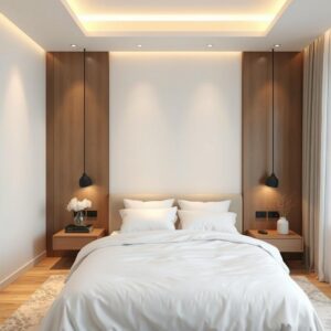 Minimalist bedroom ideas modern with soft lighting and clean aesthetics